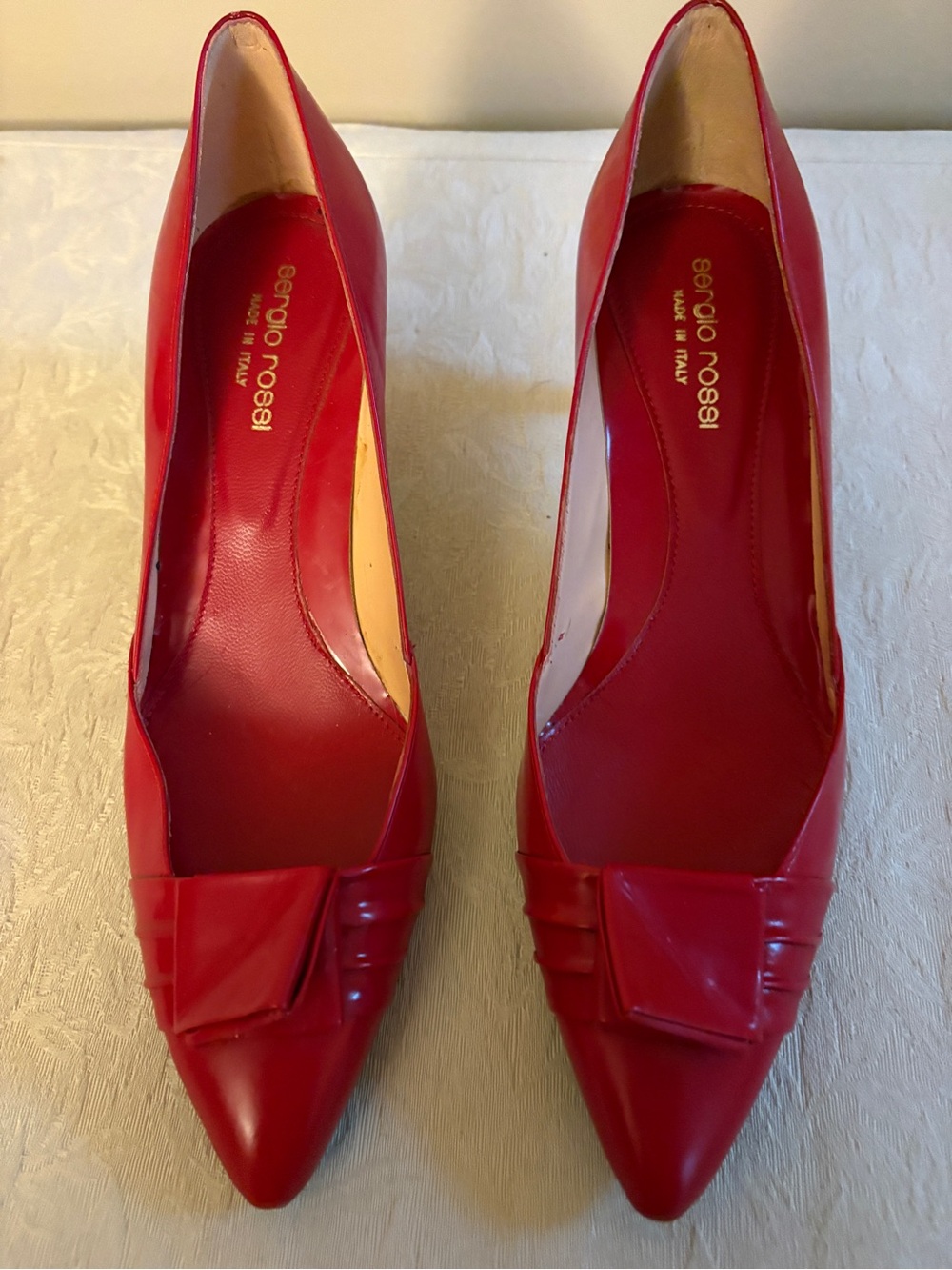 Sergio Rossi Red Patent Pointed Toe Pumps